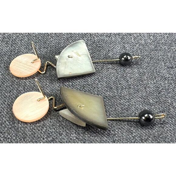 Vintage Artisan Made Abstract Post Modern Mixed Metal Earrings - Picture 3 of 6